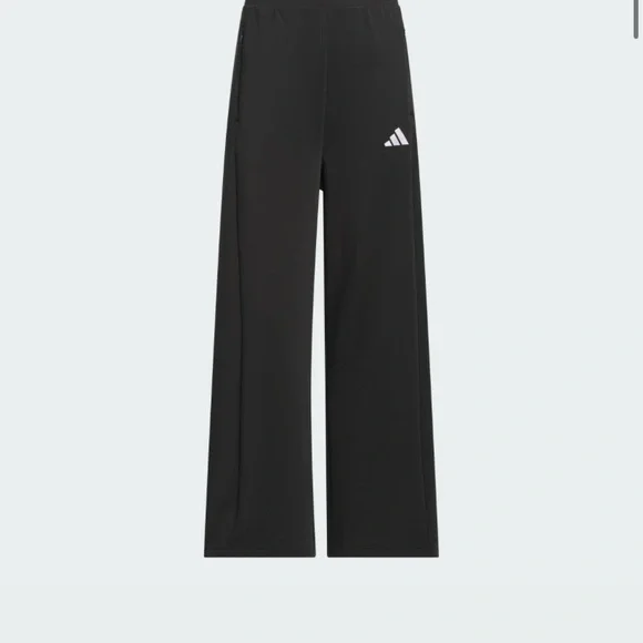 adidas Womens Black Wide-Leg Track Pants with White Logo - Picture 1 of 1